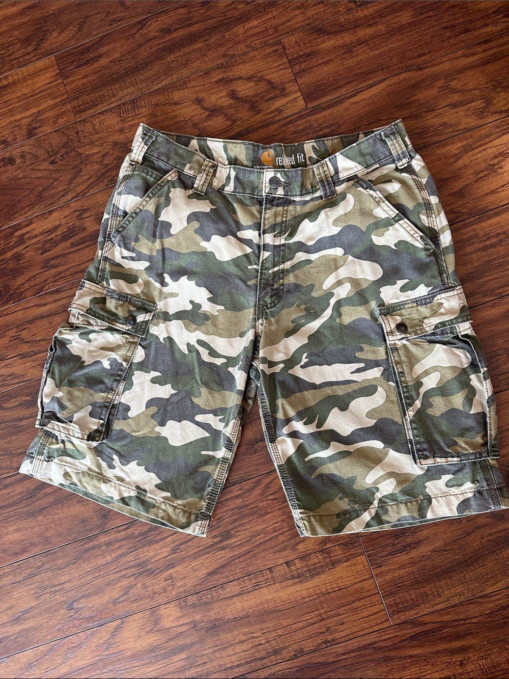 Carhartt Relaxed Rugged Camo Cargo Shorts Men Size 36 Y2K Grunge Streetwear Gorp